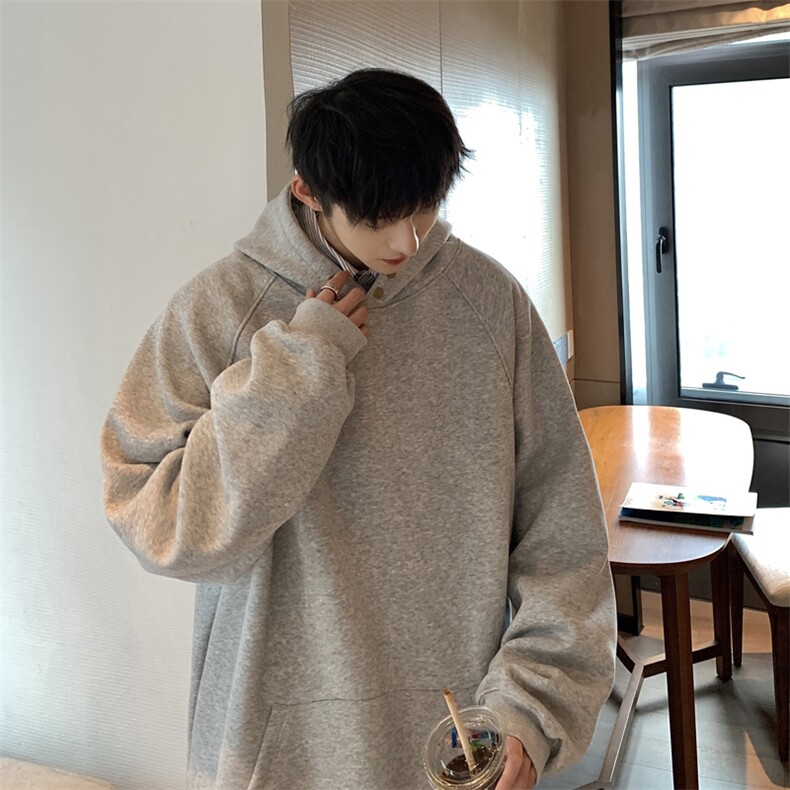 仿棉440克纽扣连帽纯色卫衣抖音得物秋冬潮男套头外套DZGW001-P55,女装短外套,星座216(原A116)