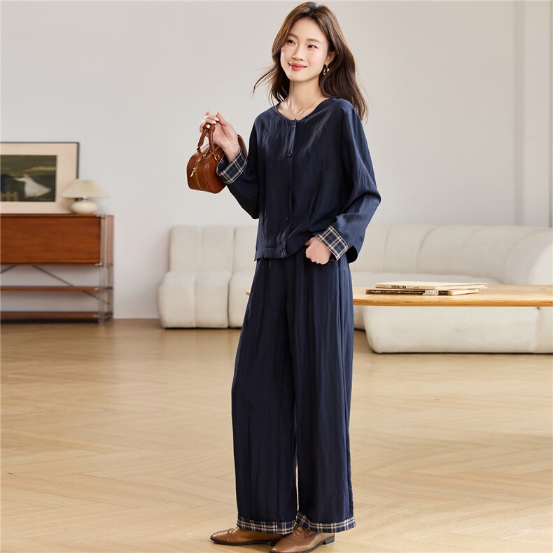 2026春秋季时尚简约大方气质优雅显瘦休闲潮流纯色两件套，女装套装/套裙，独衣靓