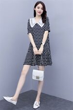 2021夏装新款时尚刺绣娃娃领连衣裙大码，女装连衣裙，尚洛菲