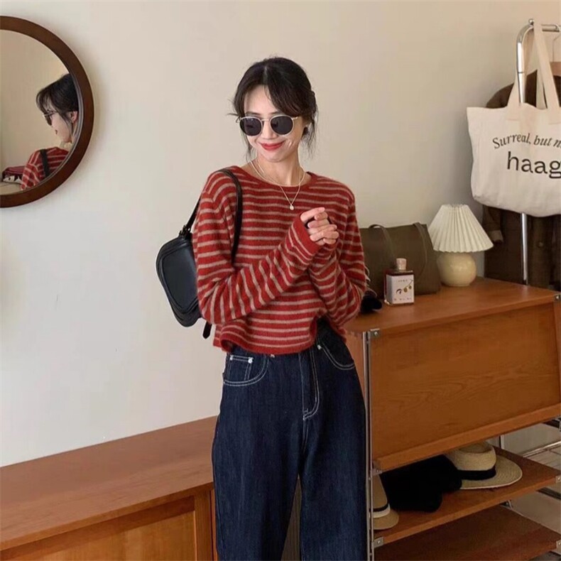 2025年秋季长袖单件通勤常规时尚百搭通勤简约圆领，女装针织衫/毛衣，锦瑟羊绒