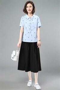 2023夏装新款时尚气质翻领休闲舒适两件套，女装套装/套裙，奕阳依阁