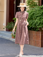 全棉碎花连衣裙夏新款收腰显瘦田园风优雅裙子（细节图颜色为准），女装连衣裙，水衣源