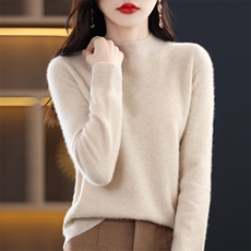 2025年秋季时尚百搭通勤简约休闲半高领套衫，女装针织衫/毛衣，大美人包芯纱店