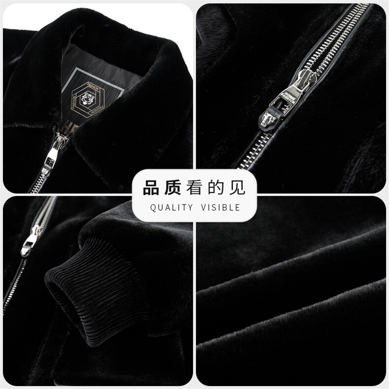 高品质金貂绒拉链夹克外套男翻领时尚帅气毛领加厚保暖上衣男装,男装夹克,钱塘6003（原4033）