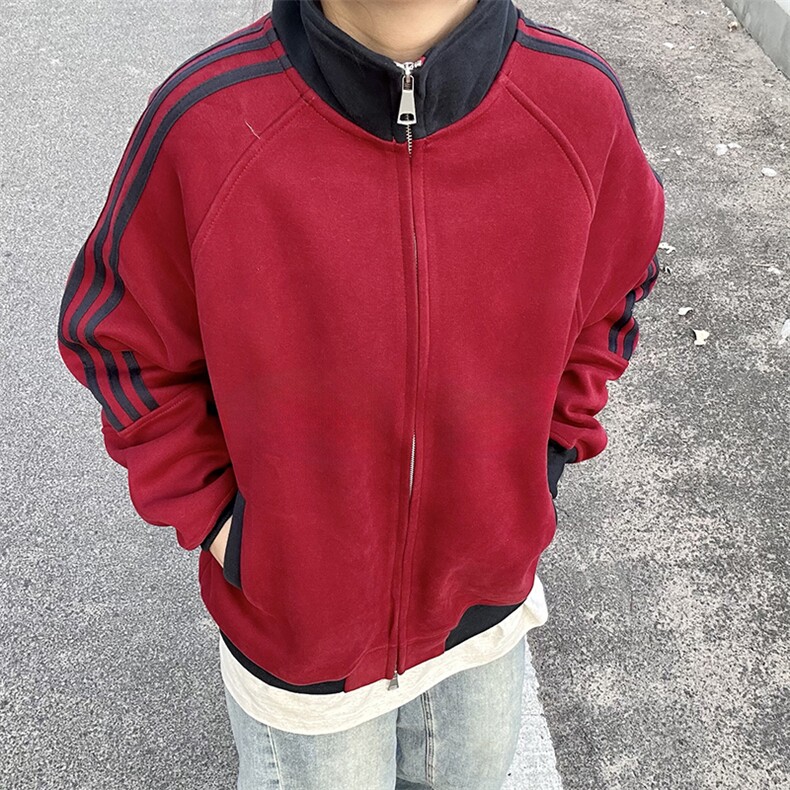 抖音得物高品质26春装美式高街重磅结构拼接织带立领卫衣外套CM42,女装短外套,电商A486-1