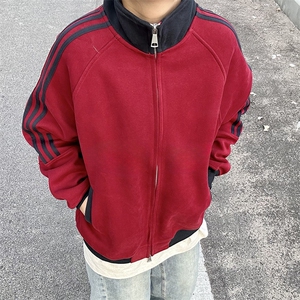 抖音得物高品质26春装美式高街重磅结构拼接织带立领卫衣外套CM42图片