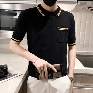 夏季螺纹拼色男士短袖t恤时尚青年商务休闲翻领polo衫男PL134
