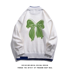 白底22秋冬潮流设计假两件圆领套头毛衣M223P65加绒75控88-98，男装针织衫/毛衣，电商A247-1