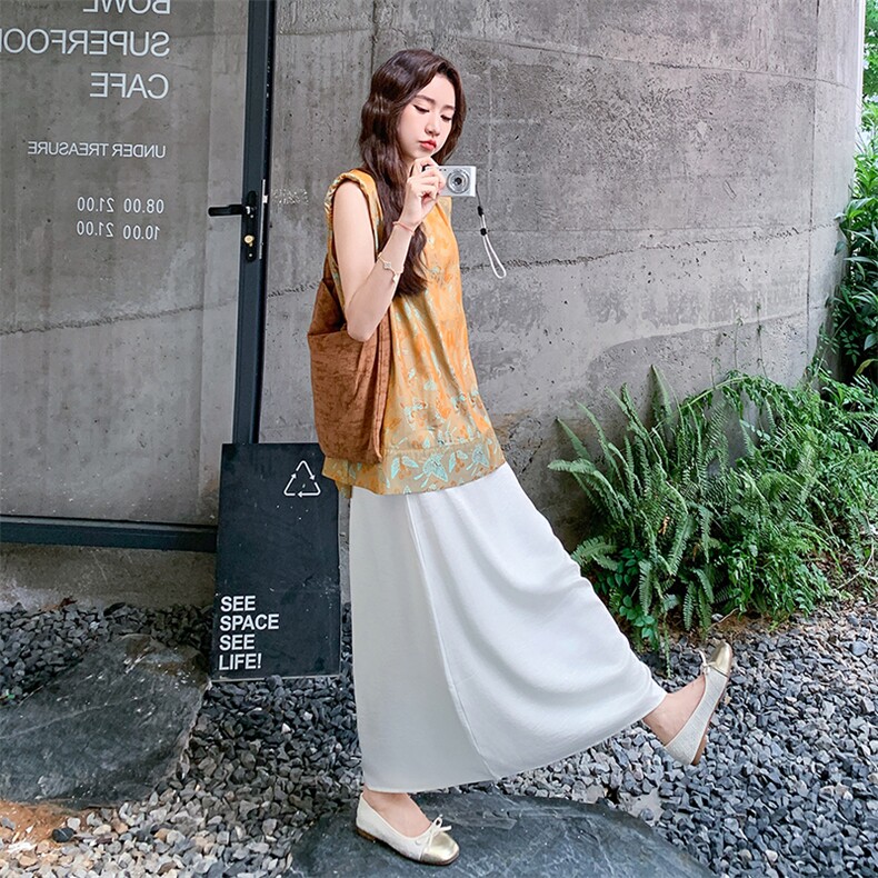 新中式国风蝴蝶印花套装女2025夏季新款洋气马甲背心半身裙两件套,女装套装/套裙,2D078