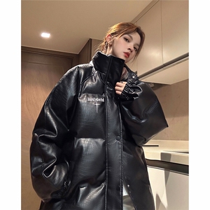 EQ345 鳄鱼PU皮棉衣外套男女情侣装冬季加厚面包服2024新款图片