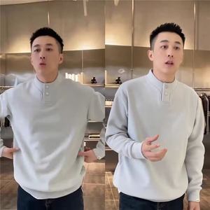 ins新中式立领polo衫短袖男秋季新款高级感痞帅男装亨利领半袖t恤图片