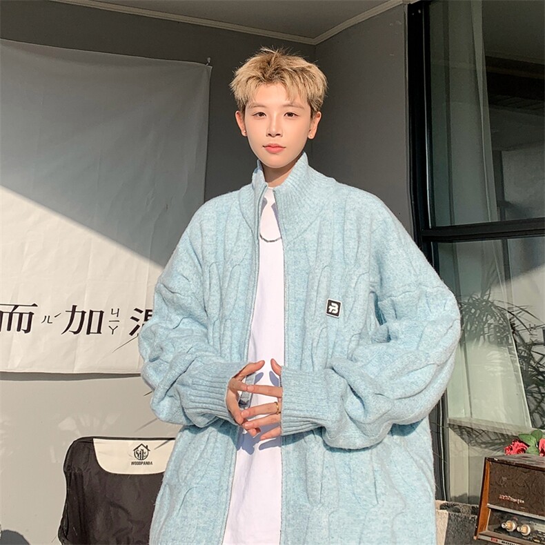 秋冬季麻花开衫毛衣复古宽松休闲慵懒风针织衫外套,男装针织衫/毛衣,星座410-6（原星座1304-1）