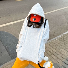 抖音得物高品质二开25秋冬美式重磅宽松纯色连帽贝壳刺绣卫衣W63，男装卫衣，电商A486-1