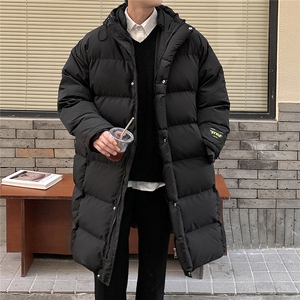 港风外景中长款横条棉衣男连帽棉衣男外套男8719P135控188图片