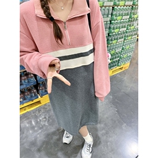 现货！26年春装新款拼色中长款卫衣6715-P135K188，女装卫衣/绒衫，2D112