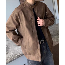 复古美式机车皮衣夹克男潮牌高街宽松百搭休闲飞行员外套JK8541，男装皮衣，星座1116A（原606A-3）