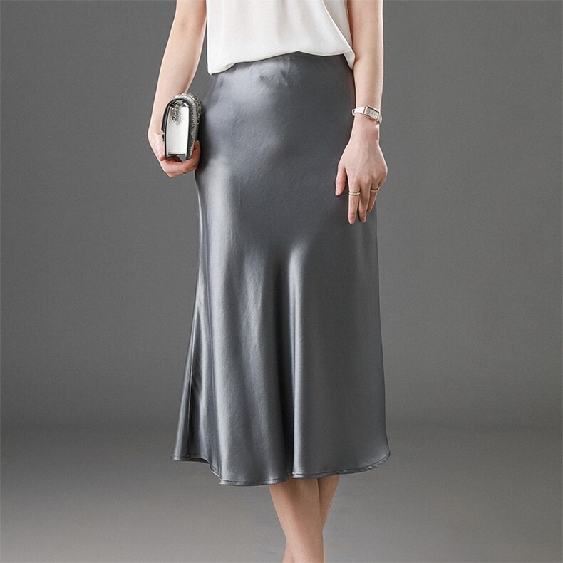 时尚真丝半身裙高级感纯色显瘦百搭女裙，女装半身裙，澳冬特羊绒
