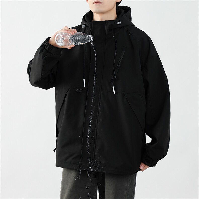 春秋新款男士宽松工装连帽夹克防风防水冲锋衣JK8303-P65,男装夹克,电商B306