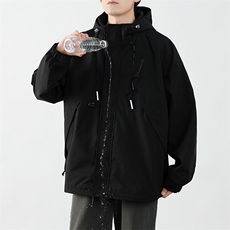 春秋新款男士宽松工装连帽夹克防风防水冲锋衣JK8303-P65，男装夹克，电商B306
