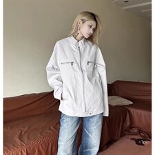 26春装高品质老钱风立领夹克外套男女美式潮牌拉链工装风宽松上衣，男装夹克，电商A486