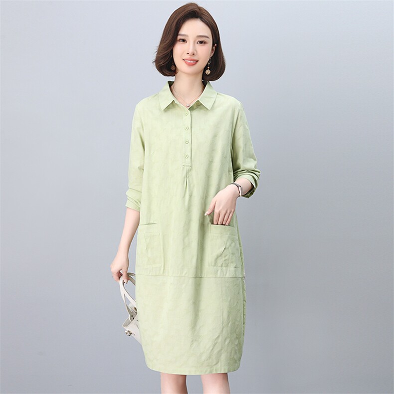 连衣裙2026新款女春秋中长款显瘦中年妈妈时尚洋气提花裙子潮,女装连衣裙,独衣靓