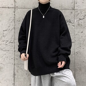 2025年男士针织高领领纯色打底宽松毛衣男A169M02P45,男装T恤,电商A169