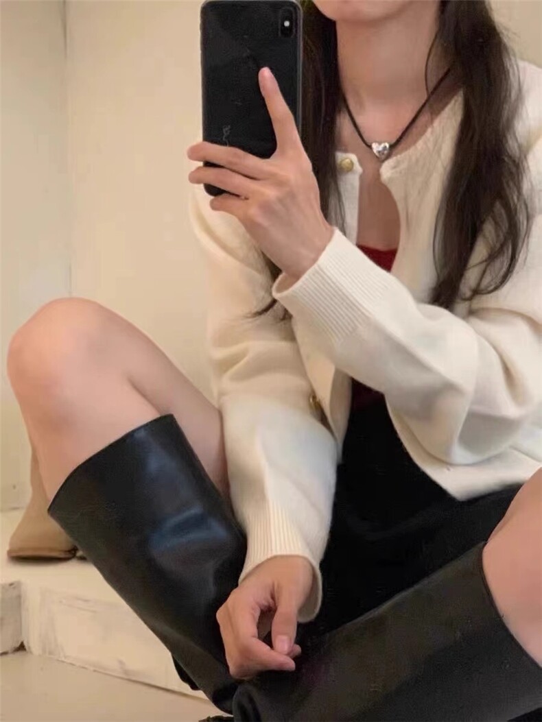 韩版小众温柔风毛衣开衫慵懒外套小个子粉色春秋新款针织上衣,针织衫/毛衣,半城羊绒