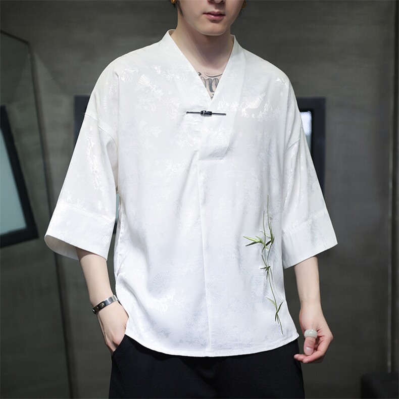 新中式提花风潮T恤短袖上衣刺绣汉服时尚百搭T2403-P55,男装T恤,电商A227