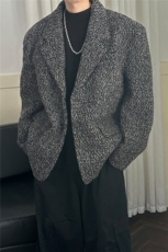 现货-秋冬潮牌羊毛呢大衣垫肩西装外套男时尚夹克-AJ23121-P155，男装夹克，电商A351