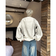 领口假两件做旧印花宽松美式休闲百搭长袖春秋卫衣男WY0762-P45，男装卫衣，星座308B-1
