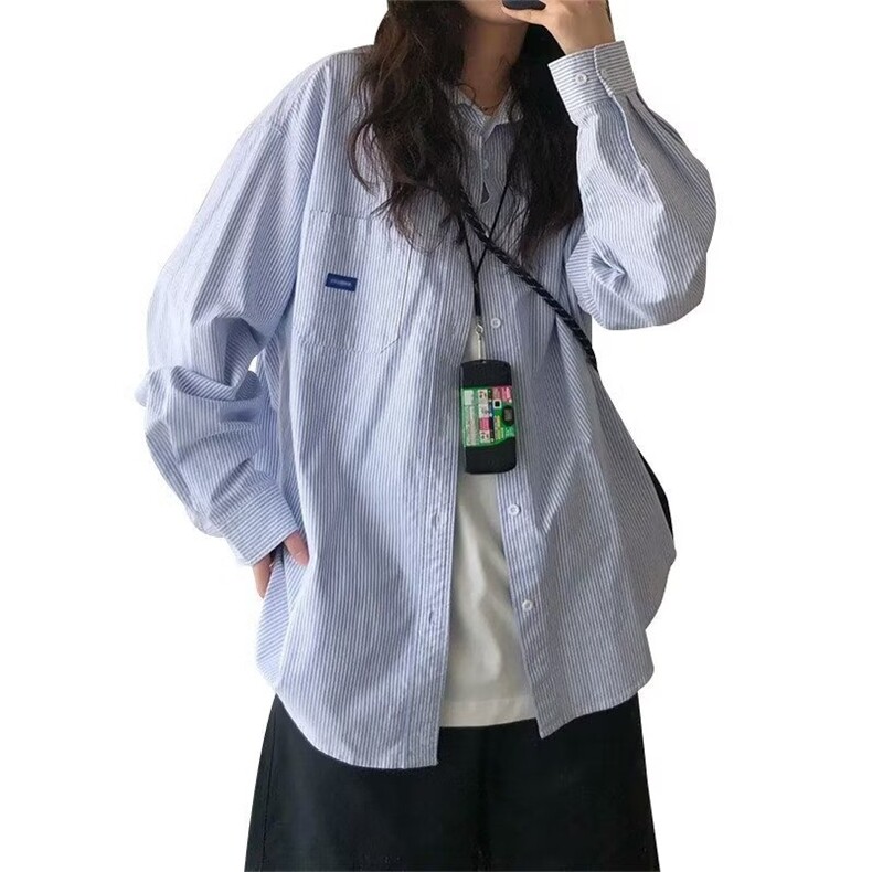 宽松型百搭原宿尖领流行ins简约文艺潮流衬衫日系长袖女气质新款,男装衬衫,星座1210-1