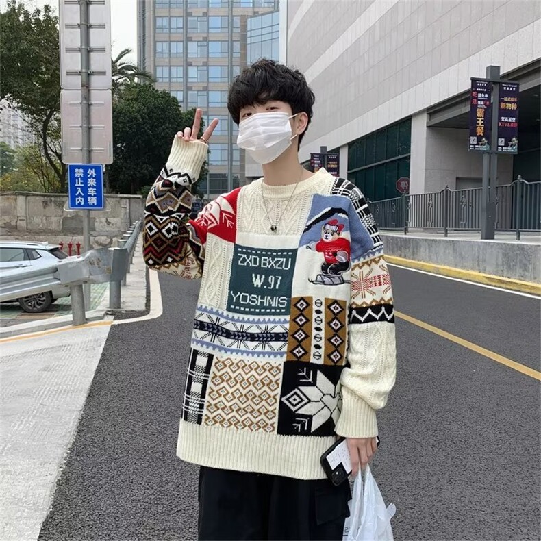美式街头设计感圆领毛衣男慵懒风休闲针织衫GM24-P53,男装针织衫/毛衣,星座1109-3