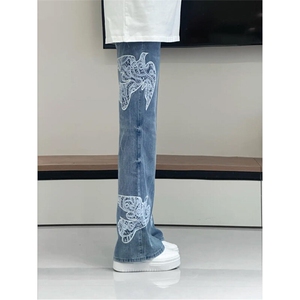 【有货】N6014LL-特P65 蕾丝和平鸽贴布刺绣牛仔裤男女款裤子图片
