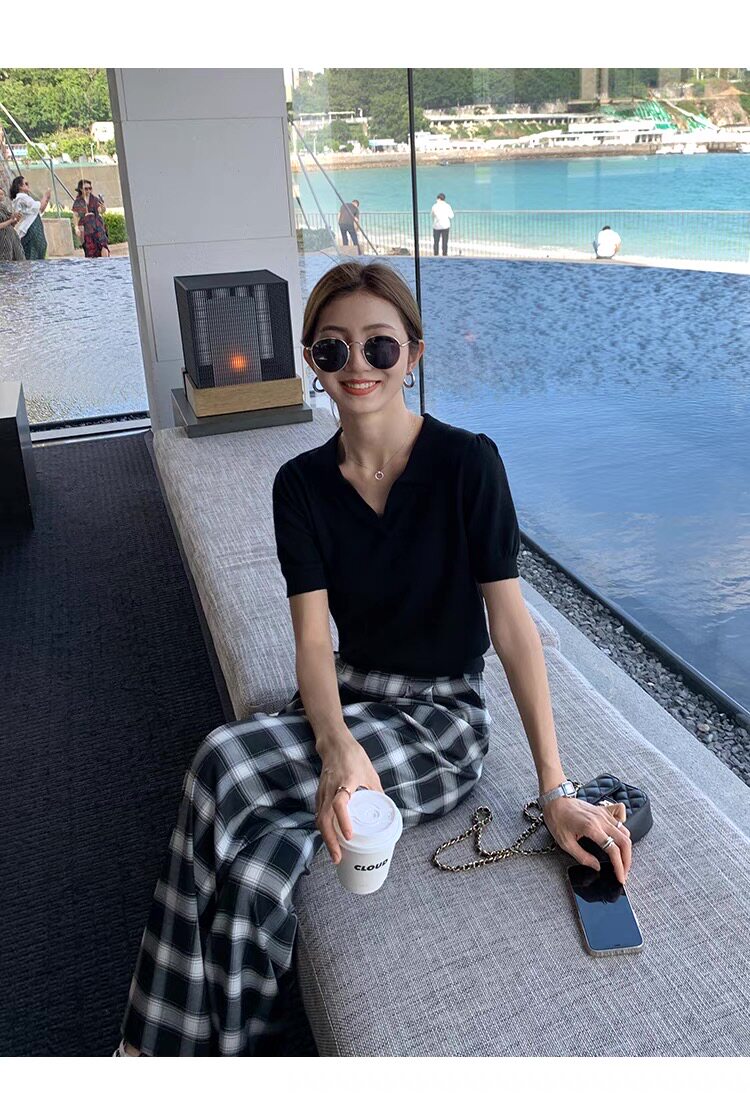 2025夏季新款短袖t恤女宽松百搭时尚洋气减龄体恤衫上衣,女装T恤,雪真羊绒