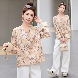 新中式2026春秋新款风花卉刺绣盘扣外套女春季洋气高端短款上衣，女装短外套，悠米