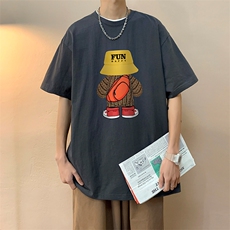 240g重磅精梳棉短袖港风简约插画印花百搭休闲T恤MT100-P30控48，男装T恤，星座717