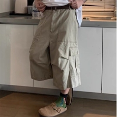 美式复古机能风伞兵工装短裤男女夏季新款休闲阔腿薄款阔腿七分裤，男装休闲裤，星座506A