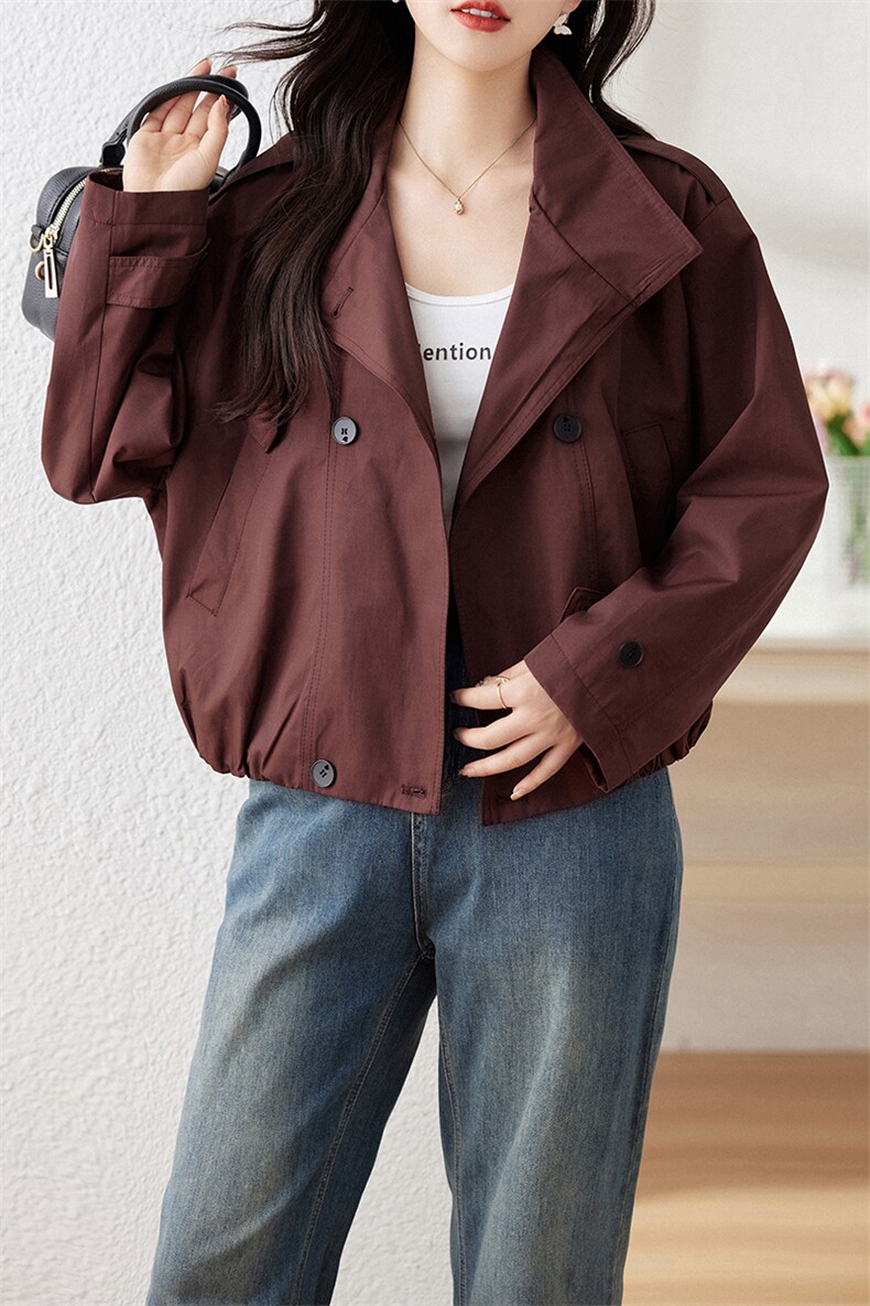闺舍风衣女短款春秋2025年早春新款气质洋气休闲宽松简约百搭上衣,女装风衣,仁梯