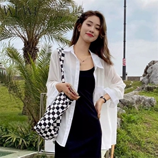衬衫女2025春夏新款韩版长袖宽松显瘦纯色衬衣薄防晒外套上衣，男装防晒衣，星座1210-1