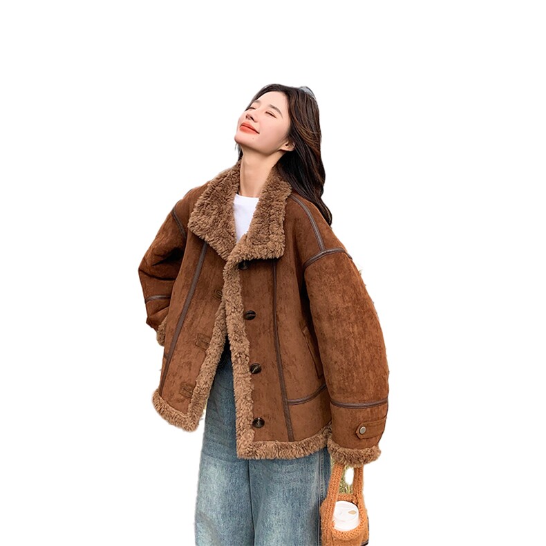 【现货数据好】新品羊羔毛皮毛一体保暖外套2C285-2617-P215-K318,女装短外套,2C285