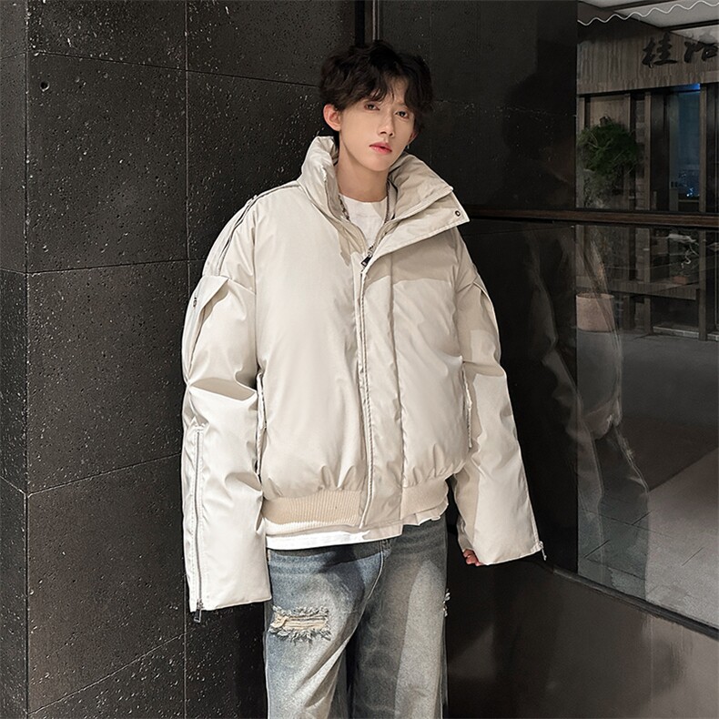 405A美式高街个性金属设计短款pu皮面包服MY24918-P155控188,男装棉衣,星座405A