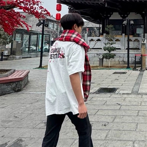 万针全刺绣工艺抖音得物高品质260克重磅纯棉双纱美式高街短袖T恤图片