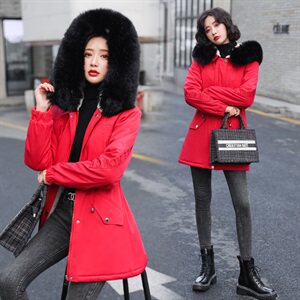棉衣女中长款大毛领2020年冬新款韩版宽松加厚外套棉袄羽绒棉服潮,女装棉衣/棉服,依恋蒂丝