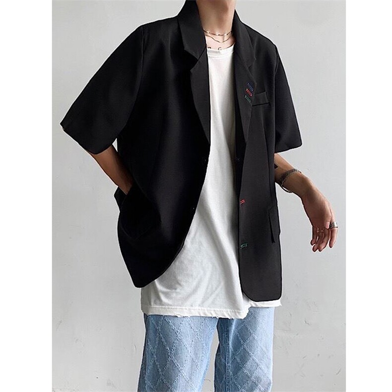 短袖西装外套男春夏设计感小众痞帅宽松西服-X105,男装西服,星座512-1（原513-3）
