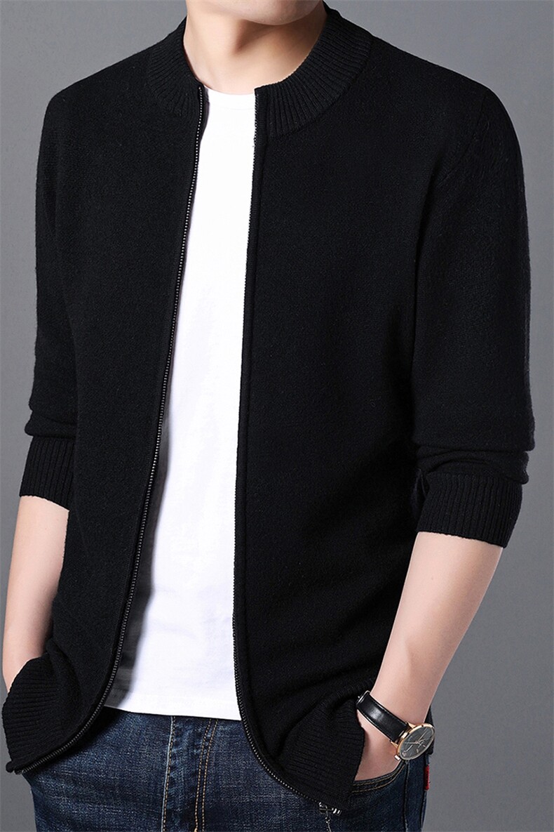 CM19050钱塘2020-2中年男士商务休闲冬季厚款拉链开衫羊毛衫P180,男装针织衫/毛衣,钱塘207-2