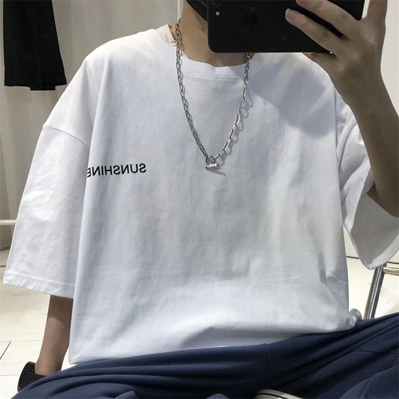 T06常年男士休闲字母印花T恤衫外套圆领半袖五分袖TEE男女中性,男装T恤,星座115A-3