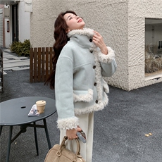 新款2025冬季韩系皮毛一体两面穿派克服7825-P205-K308，女装棉衣/棉服，2C057