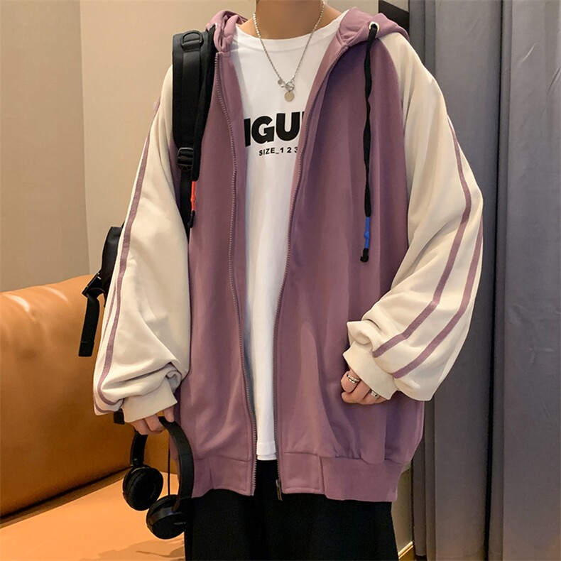 开衫卫衣男连帽春秋潮牌宽松运动夹克高级感情侣外套W1626-P45,男装夹克,星座512-4
