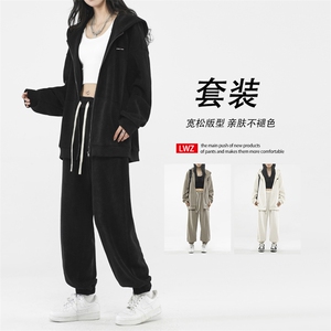 闲运动套装秋季连帽外套垂感慵懒潮流宽松两件套TZ851-特批-123图片
