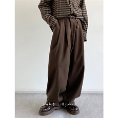 日系春季复古宽松直筒青少年休闲垂感西裤男女百搭阔腿裤KX99，男装西裤，星座1116A（原606A-3）